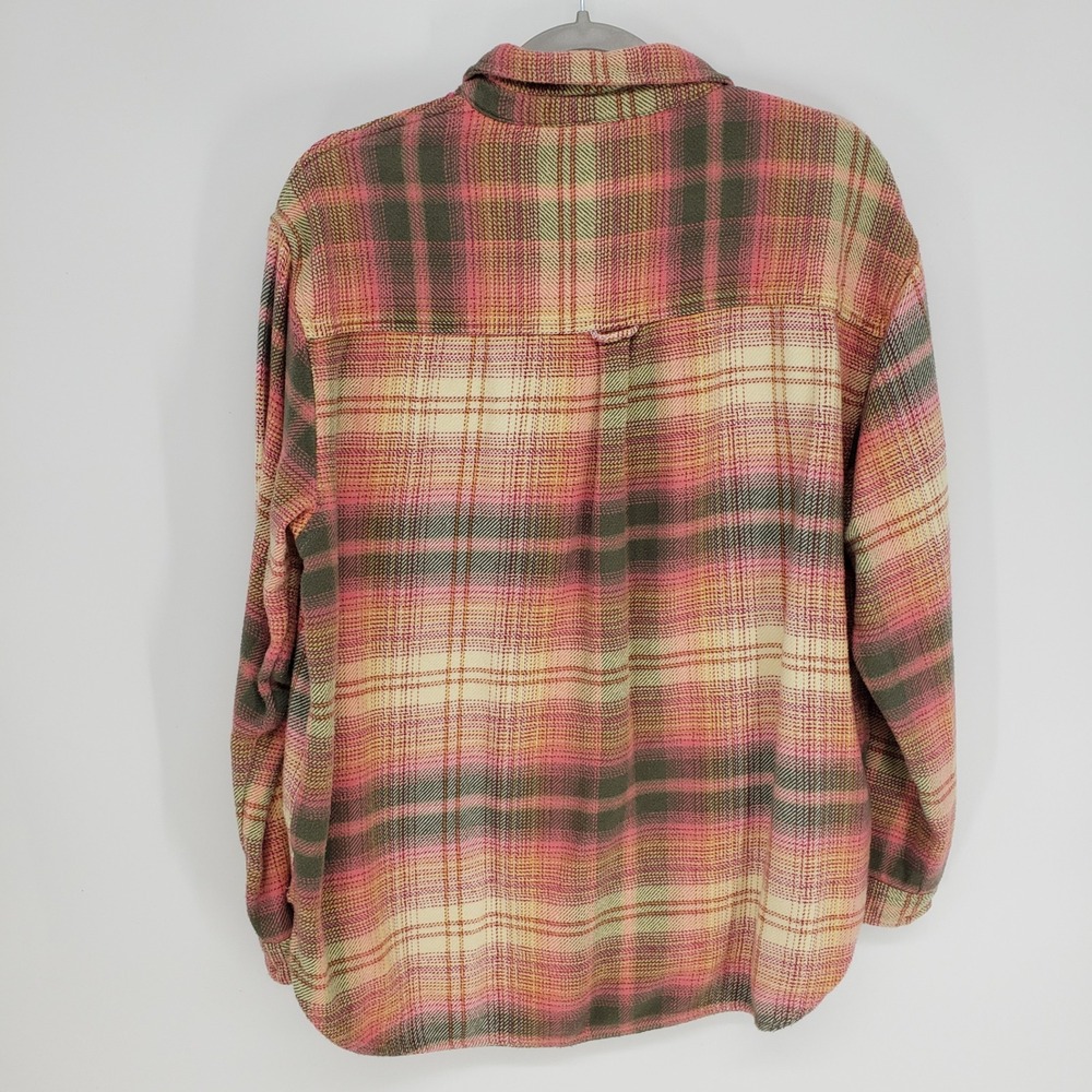 American Eagle Plaid Button Down Shirt Womens Sz M Pink Green Flannel Cotton 90s - Picture 2 of 8